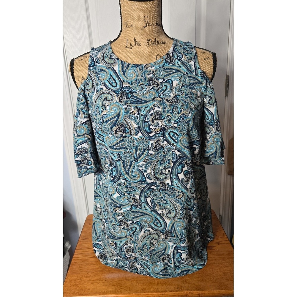 Michael Kors Womans Paisley Short Sleeve Blouse Size XS.